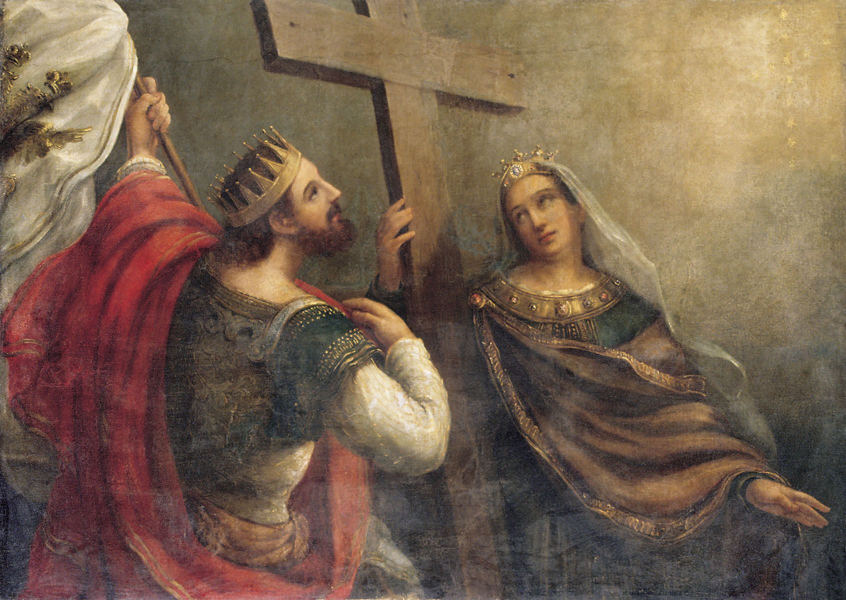 Святі Костянтин і Олена біля Животворящого Хреста Господнього. Картина В. Сазонова, XIX століття